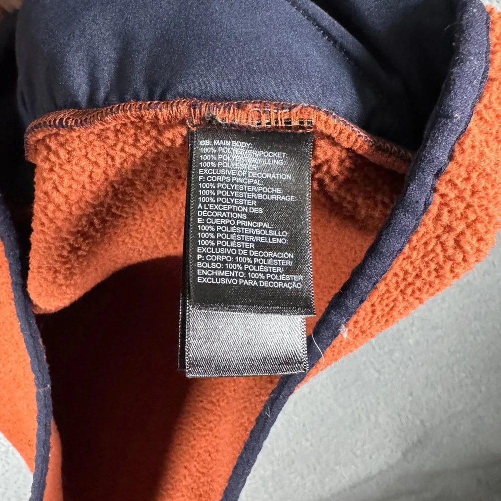 The North Face Mens Full Zip Fleece Vest Large Burnt Orange Navy Blue Outdoors